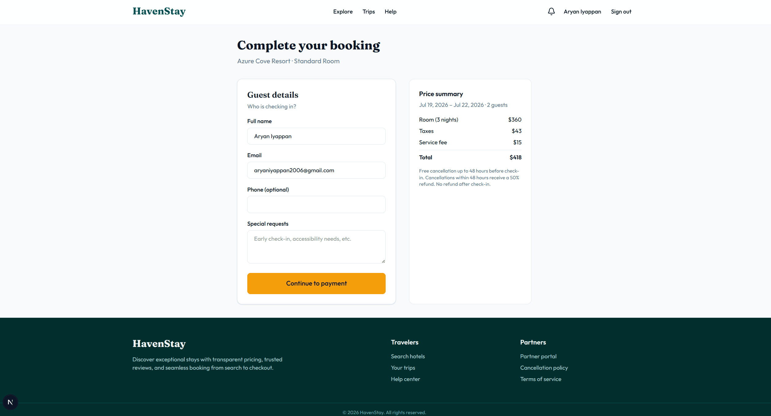 HavenStay without Lamina: Inventory hold with countdown